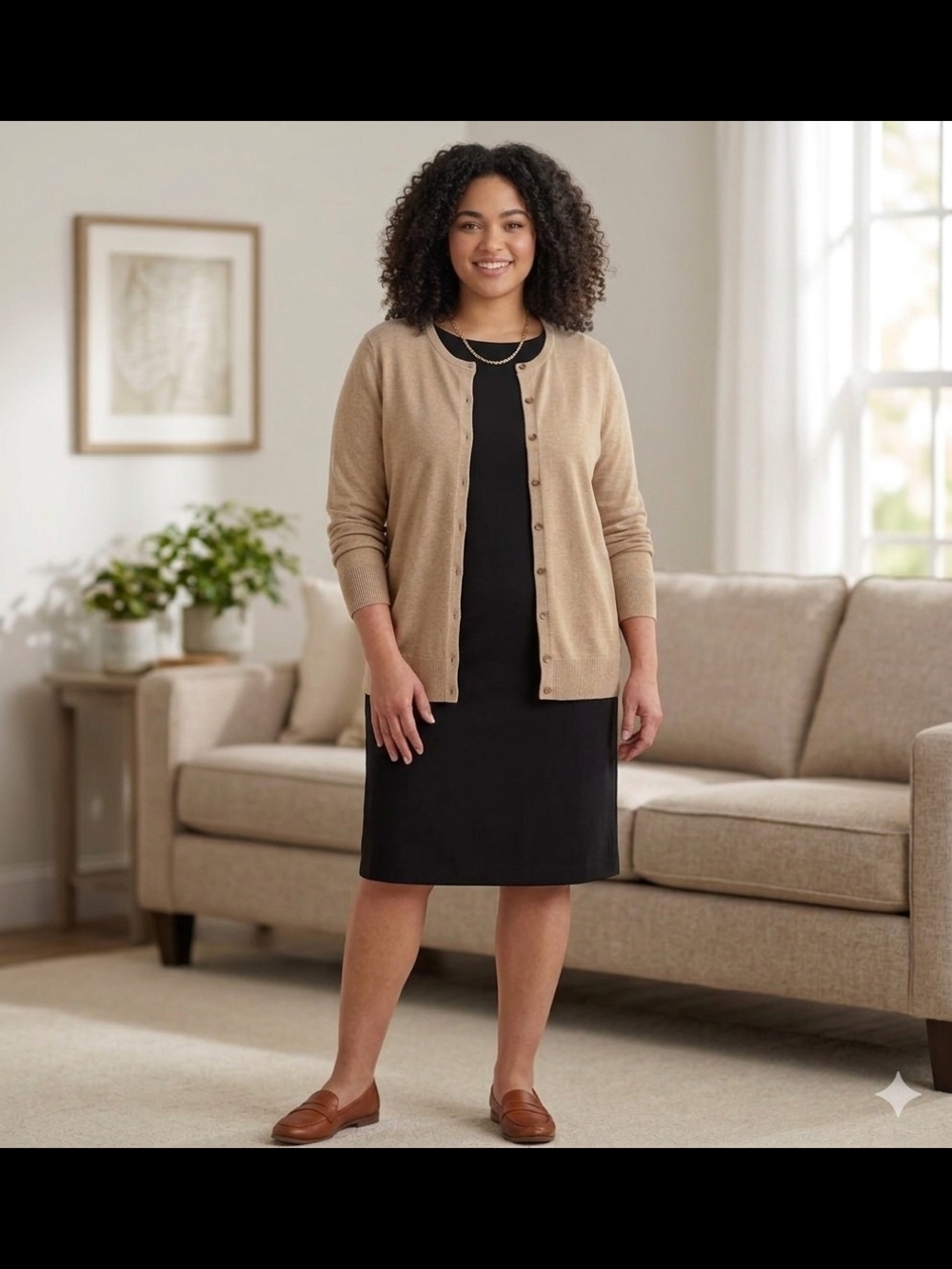 Croft & Barrow Oatmeal Beige Crewneck Button-Front Cardigan - Size 2X
